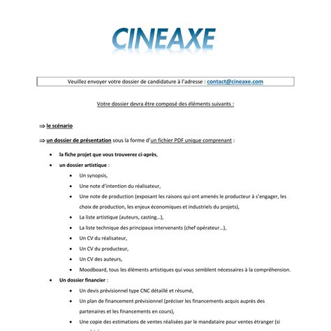 Dossier Production Cineaxe Docx Docdroid