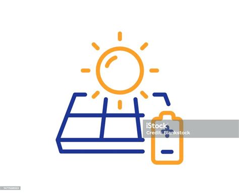 Solar Panel Line Icon Sun Energy Sign Vector Stock Illustration