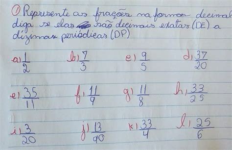 Represente As Frações Na Forma Decimal - FDPLEARN