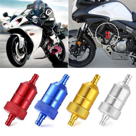 Universal 6MM CNC Motorcycle Oil Fuel Filter Cleaner Billet Gas Filter