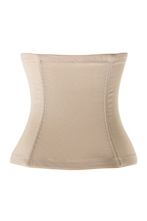 Nude Elastic Jacquard Mesh Underbust Waist Cincher Shapewear With Floral Print