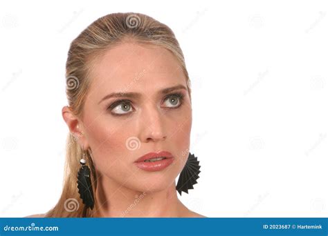 Portret Van Mooie Blonde Vrouw Met Grijze Ogen Stock Afbeelding Image Of Lach Vreugde