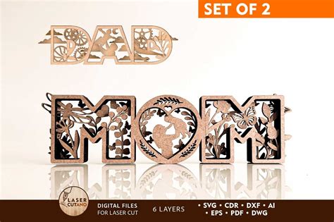 MOM And DAD SET Myltilayer Templates Graphic By LaserCutano Creative