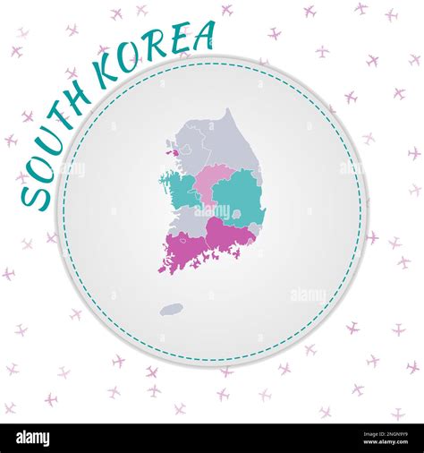 Diseño De Mapas De Corea Del Sur Mapa Del País Con Regiones En Paleta