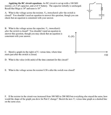 Solved Applying the RC circuit equations. An RC circuit is | Chegg.com