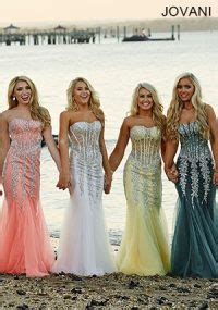 Jovani Nude Embellished Corset Bodice Dress Jovani