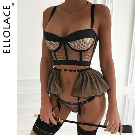 Uaang Ellolace Sexy Lingerie Sensual Fancy Underwear Ruffled Garter