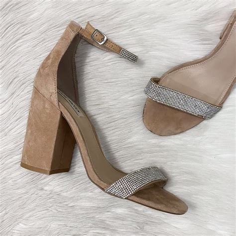 Steve Madden Shoes Steve Madden Tan Nude Silver Rhinestone Frame