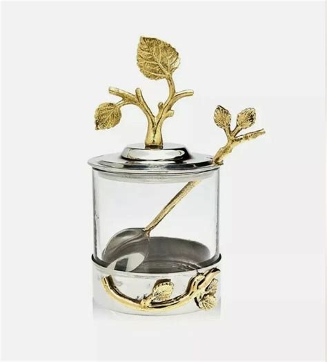 Godinger Silver Art Leaf Jam Jar With Spoon