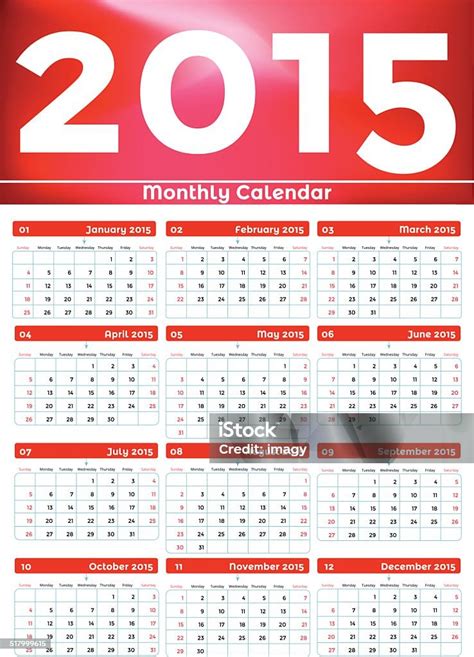 Kalender 2015 Vektor Ilustrasi Ilustrasi Stok - Unduh Gambar Sekarang