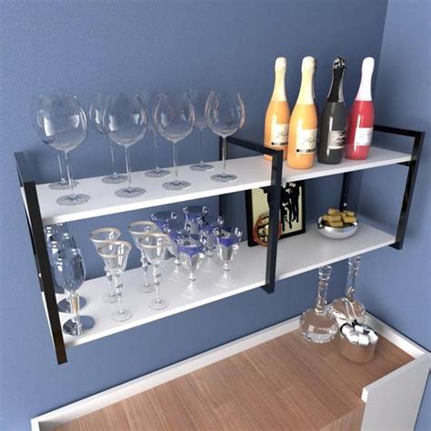 Adega Bar Organizador Nicho Mdf Ferro Estante Branca Branco Off White