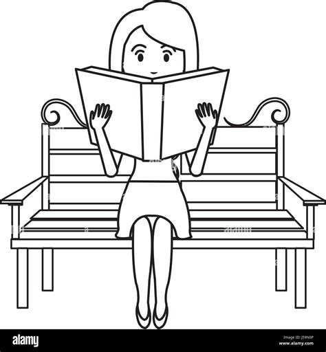 Woman Reading Book In Park Chair Stock Vector Image And Art Alamy