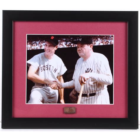 Babe Ruth Ted Williams 13x15 Custom Framed Photo Display With 125th Year MLB Pin Pristine