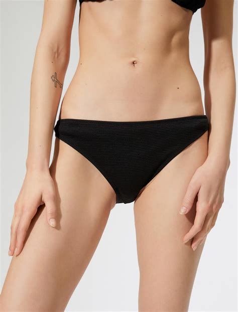 Siyah Kadın Basic Bikini Altı Dokulu SAK BM Koton