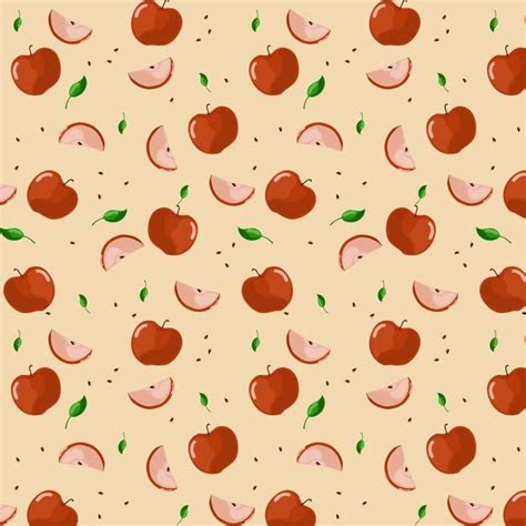 An Apple Pattern Is Shown On A Beige Background