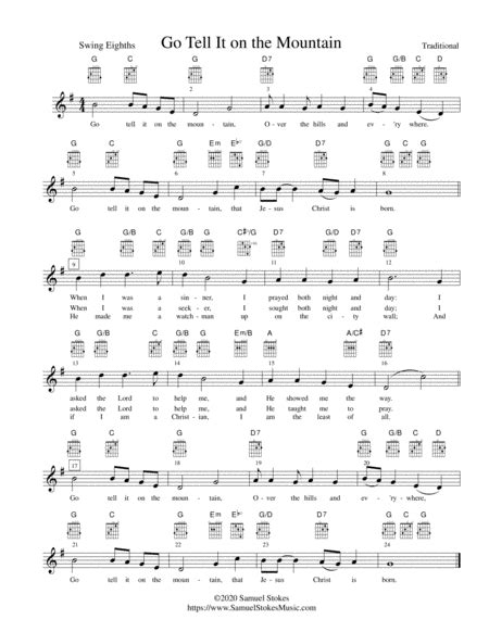 Go Tell It On The Mountain Lead Sheet In G Major Arr Samuel Stokes