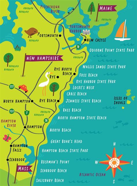 Illustrated map of New Hampshire coast by Nate Padavick | Illustrated ...