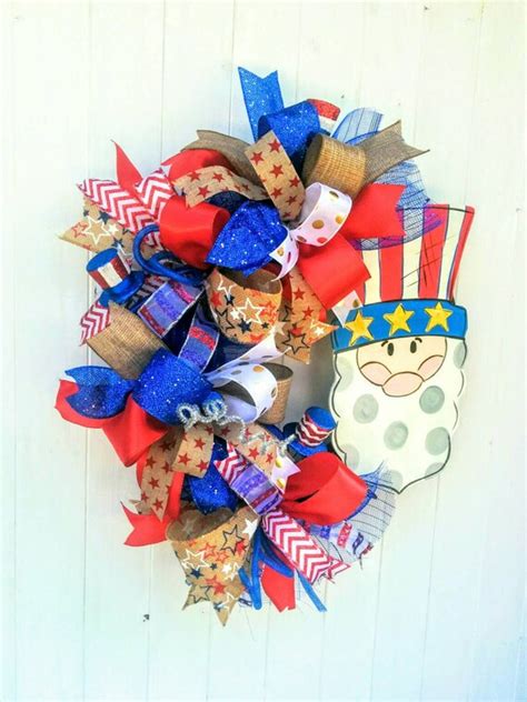 Uncle Sam Wreath 4th Of July Wreath Patriotic Door Wreath