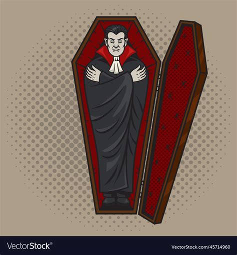 Vampire coffin pinup pop art Royalty Free Vector Image