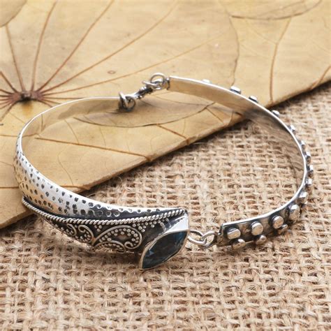 Blue Topaz Bangle Bracelet Magic Water Sterling Silver Bangles