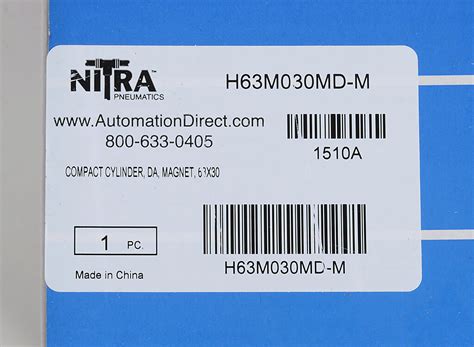Pneumatic Cylinder: compact extruded, 63mm bore, 30mm stroke (PN ...