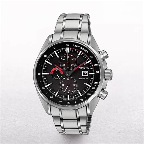 Gents Citizen Eco Drive Chronogrph Tachymeter With Black Dial