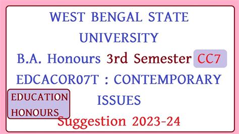 Wbsu Ba Honours Rd Semester Education Honours Cc Suggestion