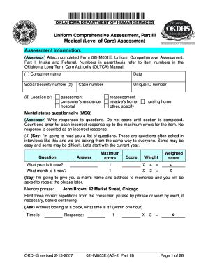 Fillable Online Okdhs Form Hm E Ag Part Iii Oklahoma