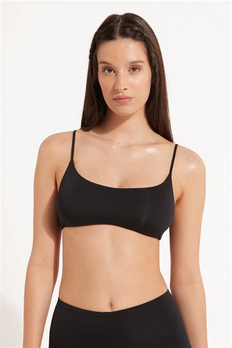 Sujetador de Bikini Brasier con Relleno Extraíble de Microfibra Reciclada Tipo Top Mujer