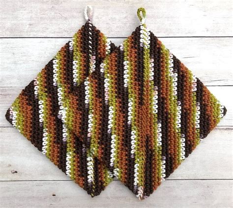 CROCHET POTHOLDERS Eco Friendly Percent Cotton Hot Pads Double