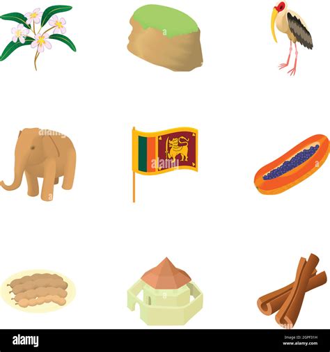 Sri Lanka Icons Set Cartoon Style Stock Vector Image And Art Alamy