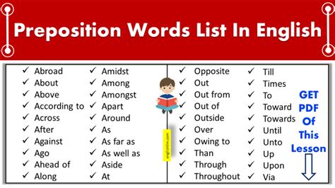 150+ Preposition Words List In English | Preposition | Word list, Verb examples, Verb tenses ...