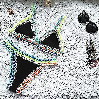 Hæklet badetøj til kvinder strikkede badedragter neopren bikini strandtøj Boho stil badedragt to