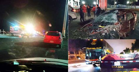 Accidente En Ica Auto Colisiona Con Bus De Cruz Del Sur Y Deja Tres