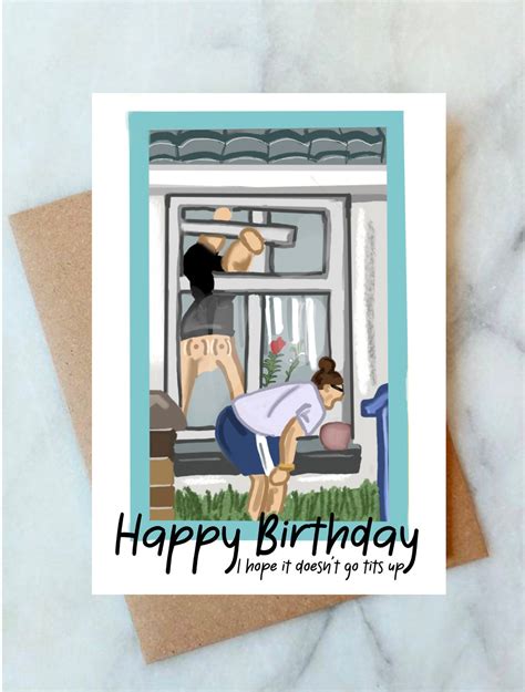 Happy Birthday I Hope It Doesnt Go Tits Up Funny Birthday Card Etsy