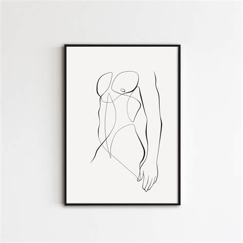 Male Body Line Art Abstract Man Wall Art One Line Drawing Abstract Naked Figure Print