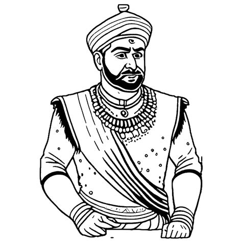 Royal Indian King Coloring Page · Creative Fabrica