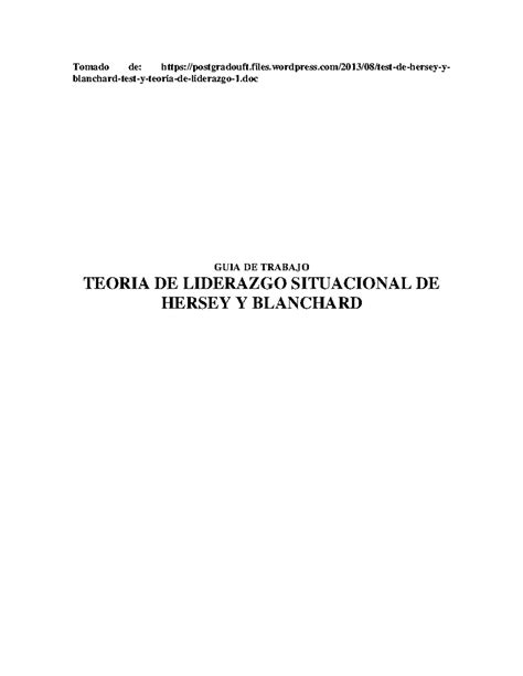 Liderazgo Situacional De Hersey Y Blanchard