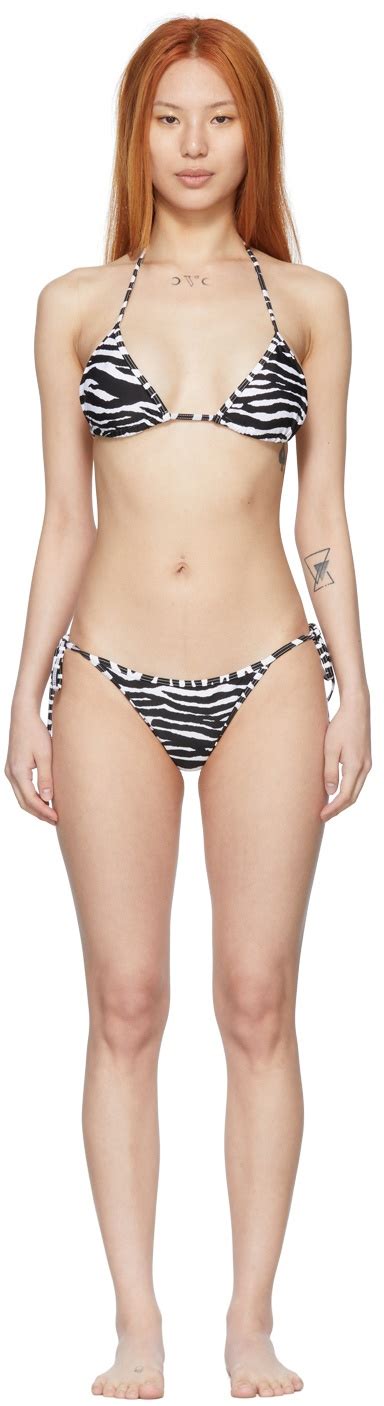 The Attico Black White Nylon Bikini The Attico