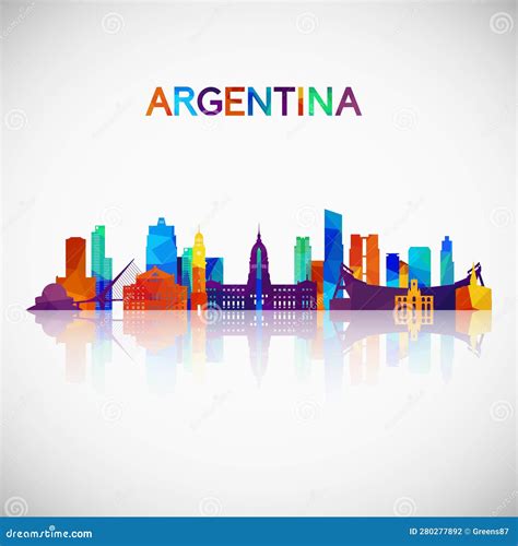 Argentina Skyline Silhouette In Colorful Geometric Style Stock Vector