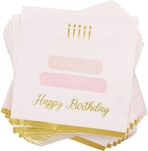 100 Happy Birthday Napkins Cocktail Beverage 3 Ply Light