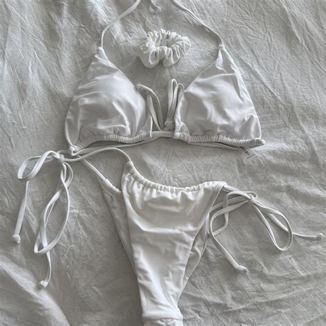 White Bikini Set With Matching Scrunchy Depop