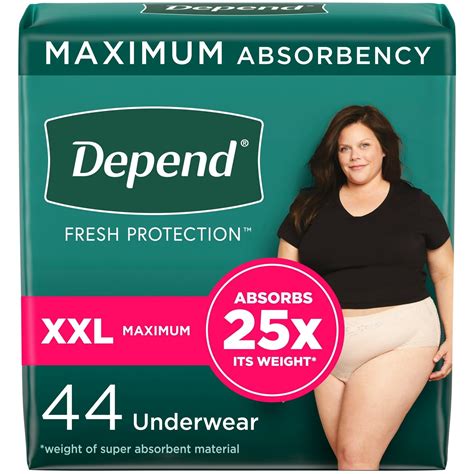 Depend Fresh Protection Incontinence Underwear for Women, XXL, Maximum