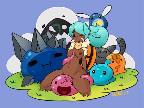 Rule 34 Beatrix Lebeau Slime Rancher Black Eyes Blue Hair Chubby Female Dark Skinned Female