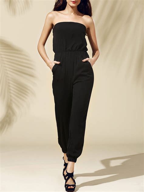 Attractive Strapless Pocket Design Jumpsuit For Women Jumpsuits For