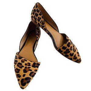 J Crew Shoes Jcrew Leopard Print Dorsay Flats Size Leather