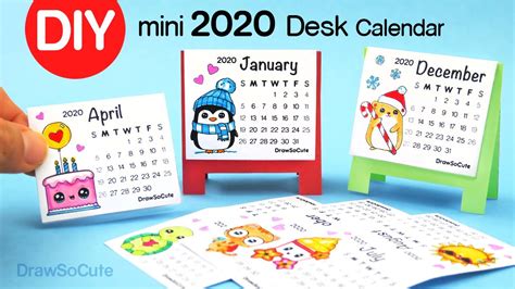 How To Make A 2020 Mini Desk Calendar With Stand Easy Diy