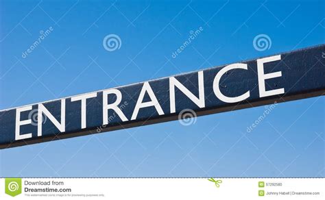 metal entrance sign stock photo image  single word