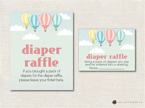 Hot Air Balloon Diaper Raffle Diaper Raffle Ticket Diaper Raffle Sign Diaper Raffle Insert