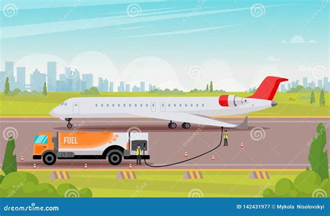 Illustrazione Piana Di Rifornimento Di Carburante Dell Aereo Di Linea